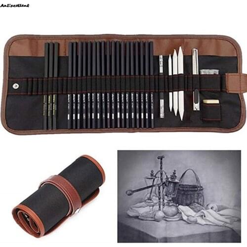 29pcs Drawing Sketch Set Charcoal Pencil Eraser Art Craft Painting Kits For Artist Beginner Student Sketch Stationery Supplies