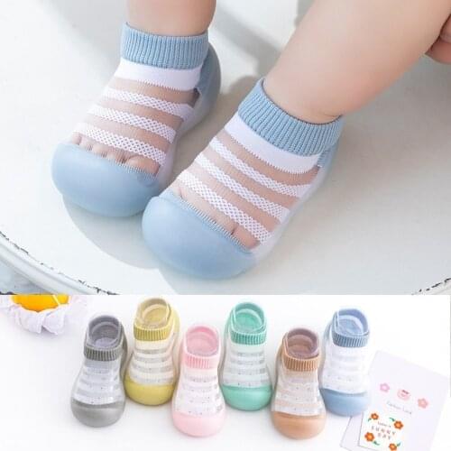 Summer Baby Girl Boy Cute Casual Shoes Newborn Non Slip Shoes Striped Toddler Mesh Socks Calcetines Bebe Recien Nacido Verano