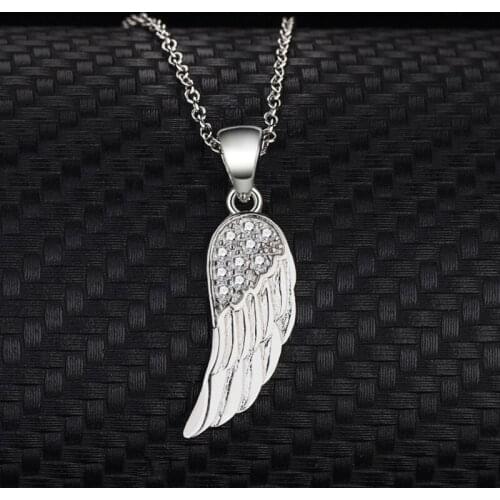 S925 Sterling Silver Necklace Wing Feather Ladies Secklace Simplicity Europe And The United States Fashion lovely JewelryPendant