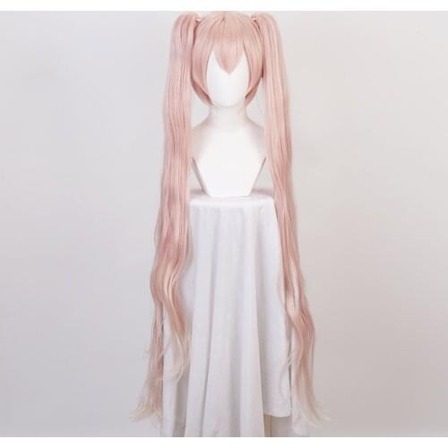 Vocaloid Pink Mixed Long Curly Synthetic Hair Cosplay Wig High Temperature Fiber + Wig Cap