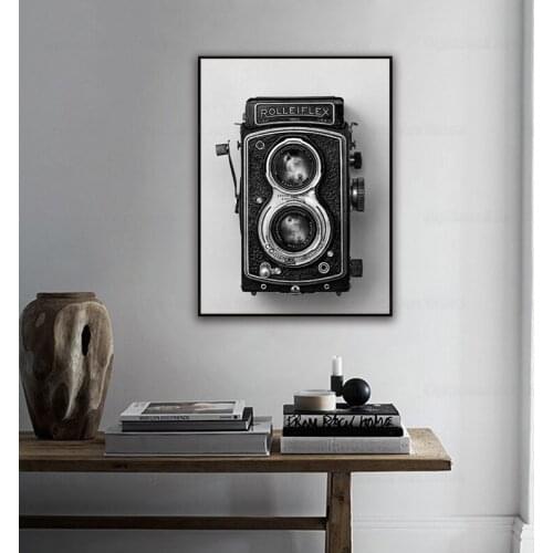 Rolleiflex Old Camera Poster Black White Vintage Camera Print Hipster Gift Photography Wall Art Canvas Painting Retro Decor