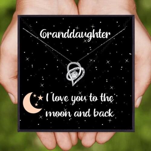 Gift for Granddaughter Necklace for Women Heart Crystal Chain Necklace Pendant Necklaces Grandma Jewelry Christmas Birthday Gift