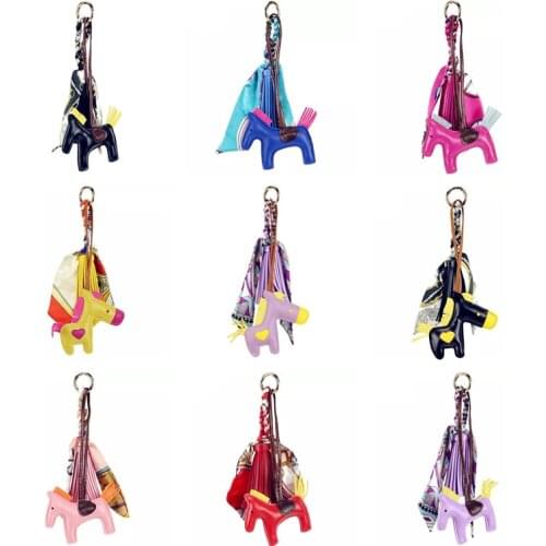 Just Tao! Bags accessory Woman Handbags Charms PU horse with scarf Tassel Pony unicorn garniture for bags decoration JTA001-1
