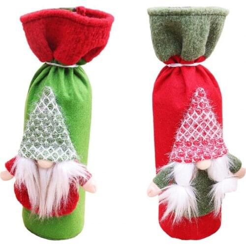 Chrismas Wine Bottle Storage Cover Eco-friendly Cartoon Shape Cloth Red Wine Bottle Bag Supplies for Restaurant Festival Decor