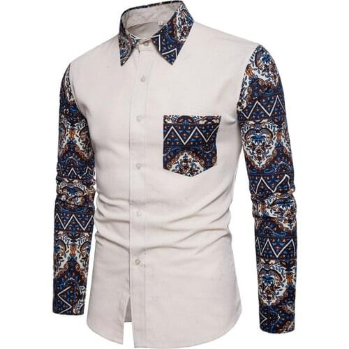 Casual Full Turn-down Collar Regular Men Shirt Blusas Clothing Casual Button Shirts Work Wear Plus Size Print Open Stitch Smart