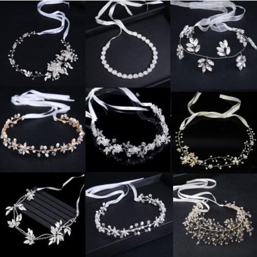 Silver White Flower Romantic Hair Accessories For Women Pearl Flower Hairband Wedding Bride Tiaras Crown Headband Hair Jewelry