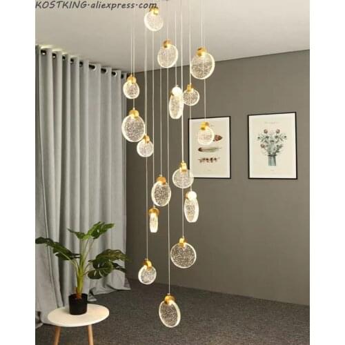 Modern Crystal Staircase Chandelier Lighting Long Loft Hanging Lamp Indoor Lighting Fixutures dining room LED Cristal chandlier