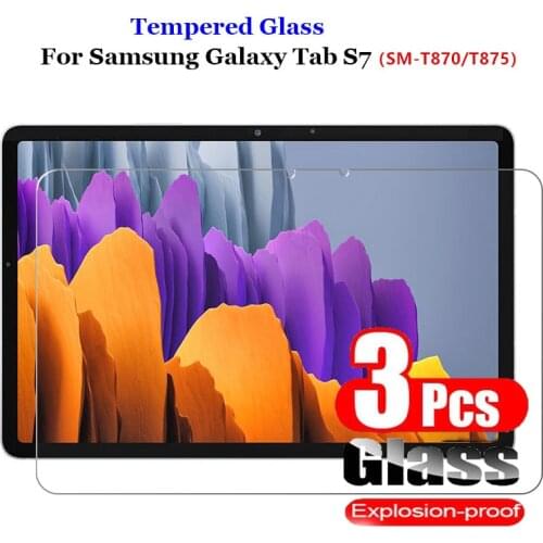 3Pcs Tempered Glass Screen Protector for Samsung Galaxy Tab S7 T870 T875 Protective Film 9H Glass For Tab S7 SM-T870 SM-T875