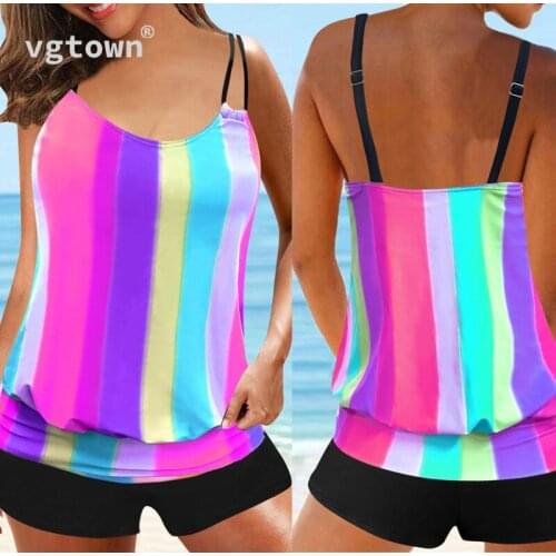 Large Size 5XL Women Casual Two Pieces Swimsuit Sexy 2021 New Summer New Stripes Bathing Suits Female Tankini Shirt Sets