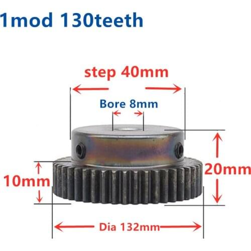 1pc Spur Gear pinion 1mod 130T Bore 10mm Straight Teeth Metal gear steel gear CNC gear transmission
