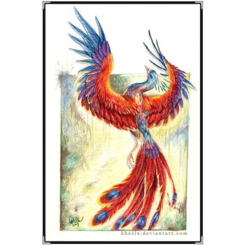 5D Diy Diamond Painting Cross Stitch Phoenix Icon Diamond puzzle Mosaic picture Diamond Embroidery animal Home Decoration