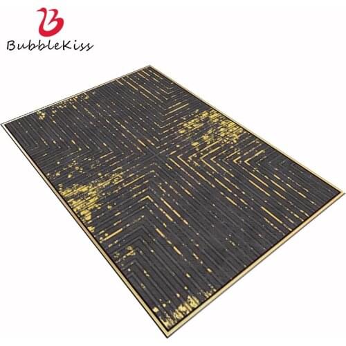 Bubble Kiss Abstract Luxury Carpet Black White Golden Geometric Line Carpets for Living Room Modern Design Home Decor Carpet