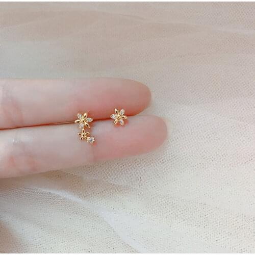 Miuoxion Retro Asymmetric Zircon Flowers Earrings Personality Fashion Jewelry For Women Feature Namour Charm Gift All Seasons