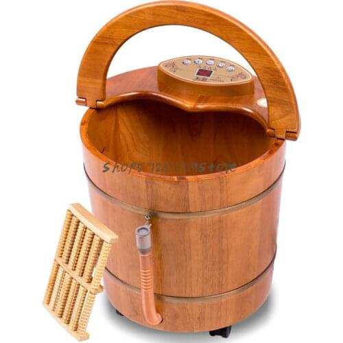 Foot bath barrel wooden barrel foot bath foot bath electric massage heating constant temperature automatic household solid wood