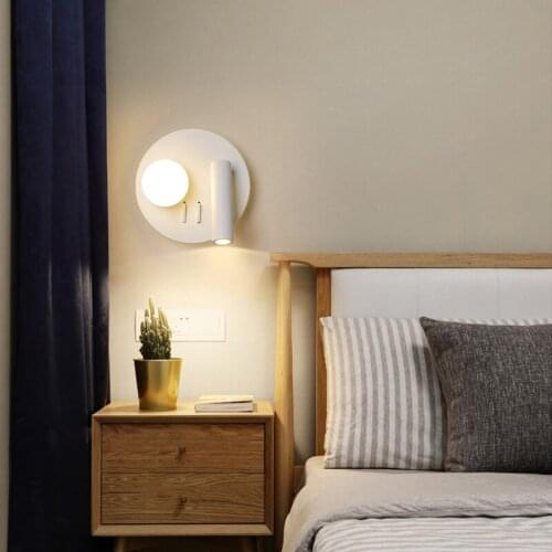 White Lustre LED Wall lamp with spotlight For Bedroom Bedside Home Indoor Stairs Lighting Simplicity Light Kitchen Fixture Deco