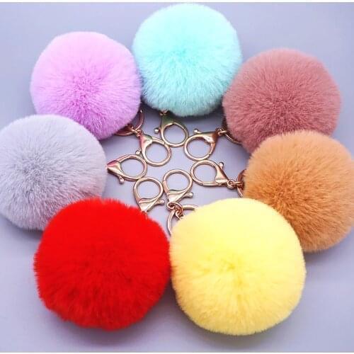 16 Colors Fluffy Fur Pom Pom Keychain Toys Soft Faux Rabbit Fur Ball Car Keyring Key Holder Women Bag Pendant Jewelry Gift
