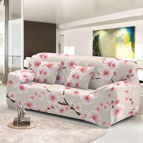 Flower Elastic Sofa Cover Dust-proof Removable Washable Sectional Full-cover Stretch Couch 1/2/3/4 Seater