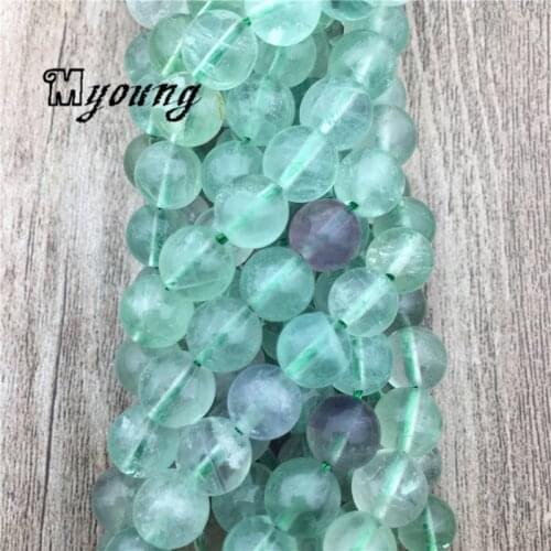 Fluorite Round Loose beads,Natural Stone Green Crystal Quartz Balance Necklace Pyroemerald Beads For DIY Jewelry MY2008
