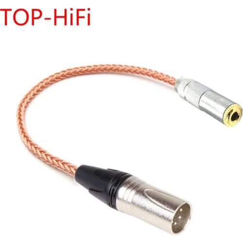 TOP-HiFi DIY Single Crystal Copper 3.5mm Stereo Female to 4pin XLR Balanced Male Audio Adapter Cable 3.5mm to XLR Adapter