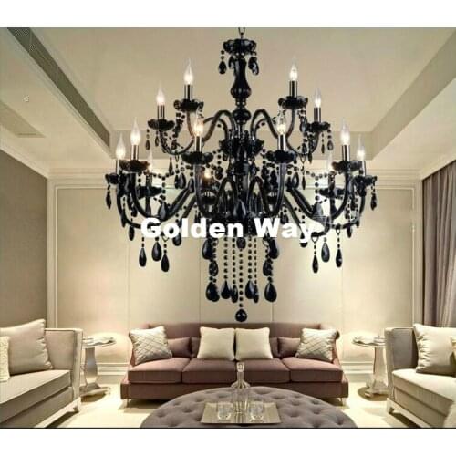 Hot Selling Black K9 Crystal Chandelier Lustre Crystal Chandeliers Lustres De Cristal Chandelier E14 LED AC No Lampshade Design