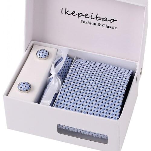 Custom New Male Tie Set Cufflink Clip Polyester Handmade Classic Dress Set For Men Suit For Wedding Party Necktie Factory Sale