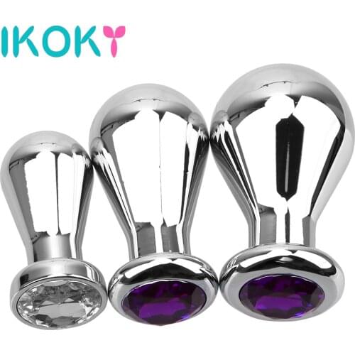 IKOKY Anus Dilator Butt Plug Metal S/M/L Bulbs Anal Plugs Sex Toy Men And Women Anal Beads