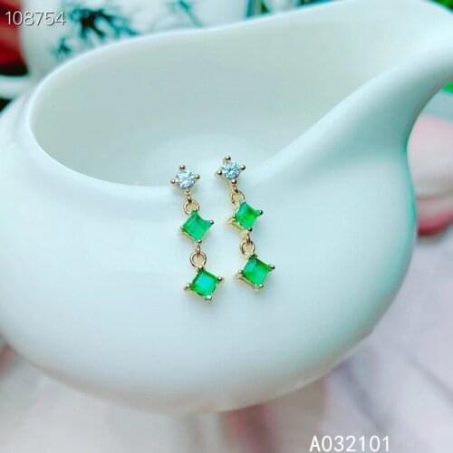 KJJEAXCMY fine jewelry 925 silver natural Emerald new girl vintage earrings ear stud support test Chinese style with box