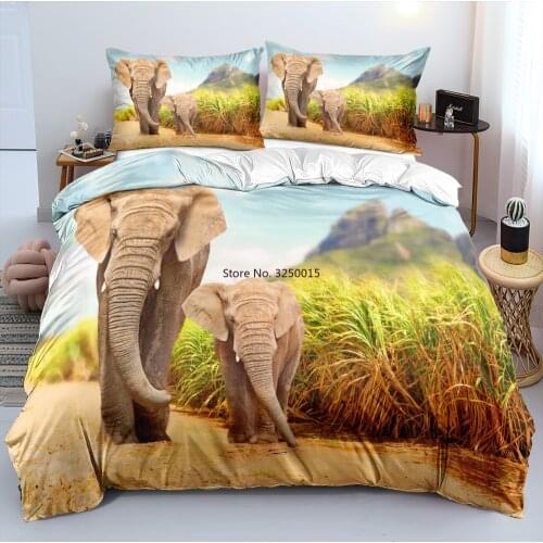 Elephant Duvet Cover Sets 3D Custom Design Black Bed Linen Pillow Cases King Queen SingleTwin Size 160*200cm Animal Bedding Set
