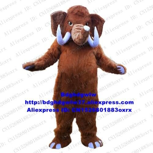 Brown Long Fur Elephant Elephish Mammoth Mammuthus Wooly Mamoth Mascot Costume Character BRAND IDENEITY VOGUE Popular zx499