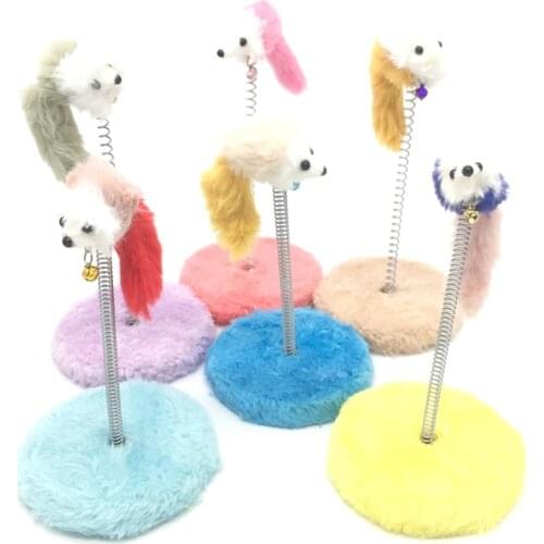 Cat Mouse Toys Elastic Feather False Mouse Pet Cat Climbing Tree Kitten Scraper Board Scratching Post For Cats Seat Scratch Toy
