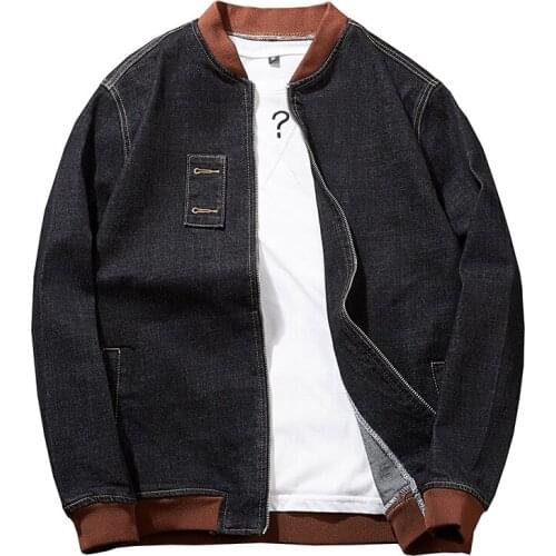 Men Streetwear Bomber Jacket Long Sleeve baseball Denim Jackets Zipper Male Outwear Clothing Big Size 7XL Casual Loose cotton