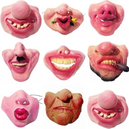 Clown Latex Mask Joy Cosplay Props Halloween Humorous Elastic Band Half Faced Mask Hanted House Halloween Party Trick Joke Toy