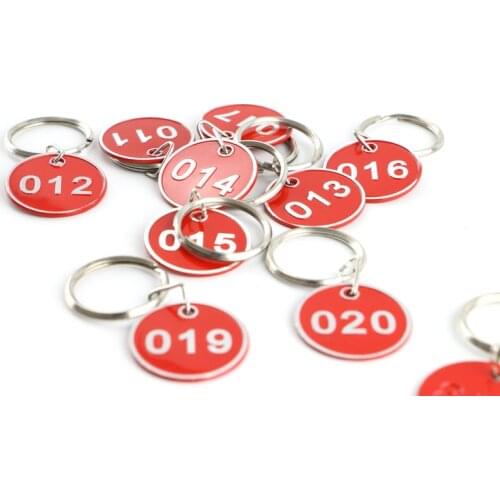 3x3cm Metal Sign Keychain Signage With Ring Digital Label Tag Number Card Plate With Key Chain