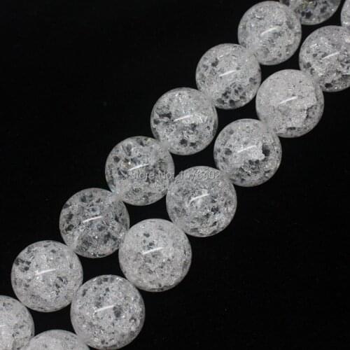 Mini.order is $7! 18mm Crackle Rock Crystal Quartz Round DIY Loose Beads 15