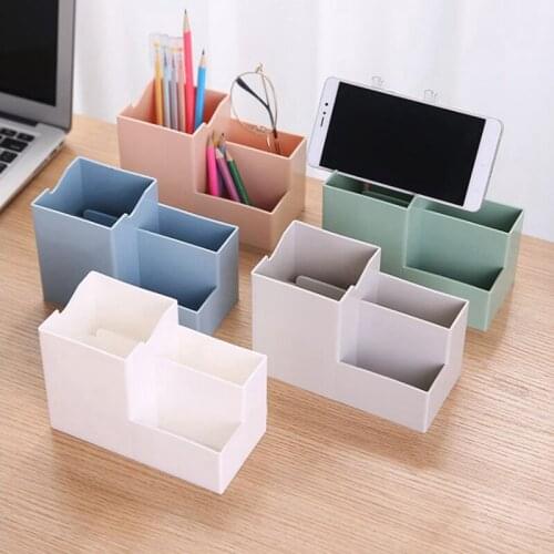 Multi Function 4 Grids Pen Pencil Holders Container Desk Organizer Stand Stationery Storage Box Office Accessories A