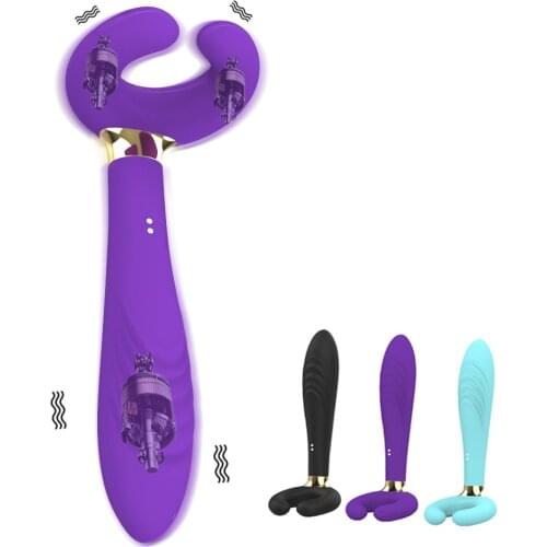Multifunctional Vibrator Womens G-spot Clitoris Nipple Stimulation 3 Powerful Motors Penis Ring Anal Plug Sex Toys for Couples