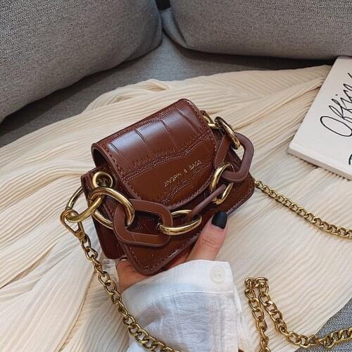 Fashion Mini Saddle Women Shoulder Bags Designer Brand Acrylic Chain Handbags Luxury Pu Leather Female Crossbody Bag Small Purse