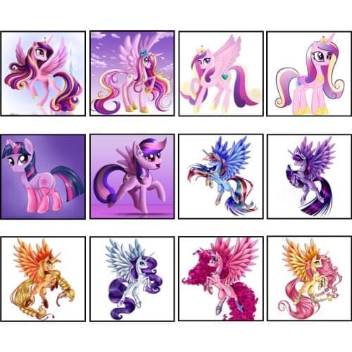 Princess Pony DIY Diamond Painting Square Cross Stitch Kit Small Cute Pony Pink Full Fill DIY Diamond Embroidery Picture Mosaic