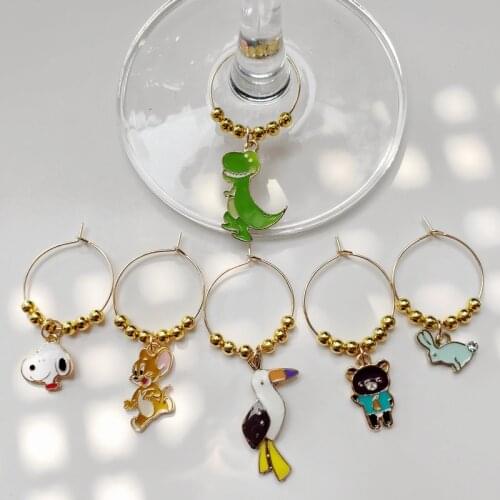 Set of 6PCS Wine charms New Fashion Design Wine Glass Charms Rings Marker Christmas Wine Glass Marker Charms