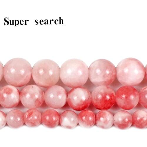 Natural Red and white Jades Beads Round Chalcedony Loose Stone Beads For Jewelry Making DIY Bracelet woman Necklace6/8/10/12mm