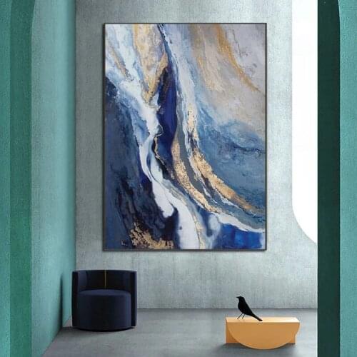 100% Hand Painted Modern Wall Pictures Gold Abstract Wall art for Living Room Art Luxury Poster Abstract Oil Painting on Canvas