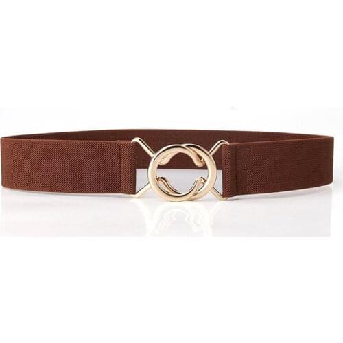 New Women Elastic Waistband Round Metal Ring Buckle Waist Strap Female Band Ladies