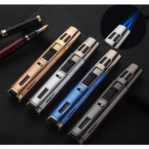 Butane Windproof Lighter Creative Metal Portable Torch Turbine Lighter Cigarette Accessories Kitchen Gadgets