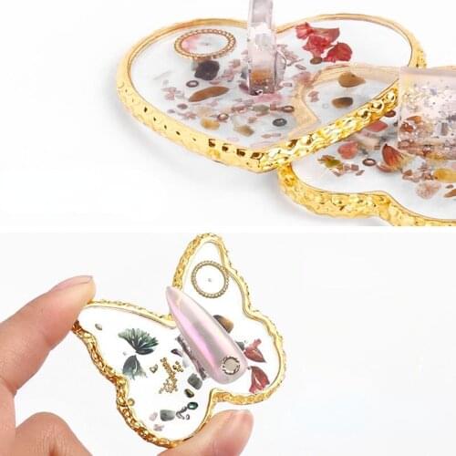 Golden Edge Resin Nail Art Palettes Pigment Polish Holder Shell Drawing Cosmetic Mixing Plates False Nail Display Manicure Tool