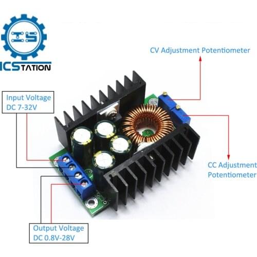 300W DC-DC Max 9A Step Down Buck Converter 7-32V to 0.8-28V Power Supply Module LED Driver CC CV Lithium Battery Charging