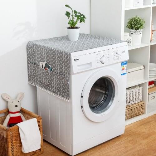 Geometric linen refrigerator cover cloth Single door refrigerator, microwave oven dust cover drum washing machine cover towel