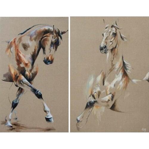 Horse Oil Painting Modern Animal Canvas Art Painting for Office Study Room Wall Decoration New Year Gift Cheap No Framed