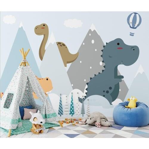 Modern hand-painted dinosaur baby childrens room bedroom cartoon mural home decoration custom size background wall 3d wallpaper