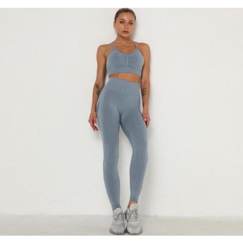 SVOKOR 2pcs Set Seamless Women Suit Fitness Gym Clothes Sportswear Workout Bra Leggings Breathable Quick dry