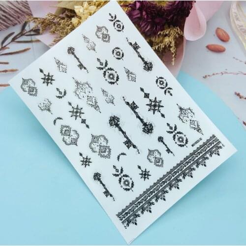 DIY Japanese Style Fashion New Arrival Thin Light Traceless Nail Sticker Black& White Bohemian Patterns Dry Nail Decals Manicure